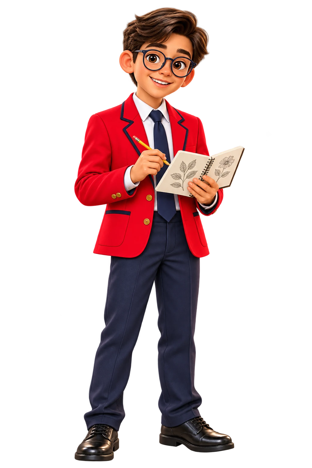 Estudiante ilustrado registrando observaciones en su cuaderno de campo